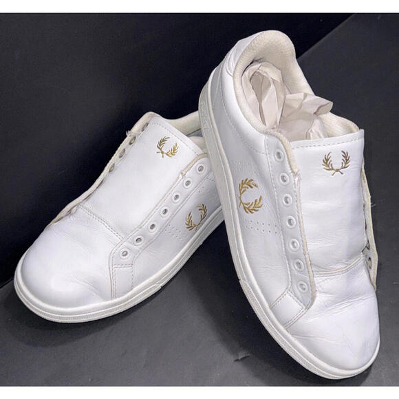 Fred Perry White Canvas Low Trainer Designer Athleisure Sneakers Shoes Womens 6 - Picture 1 of 15